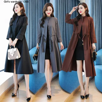 

Windbreaker women's middle and long Korean version autumn 2020 new Korean version versatile thin single layer light mature wind