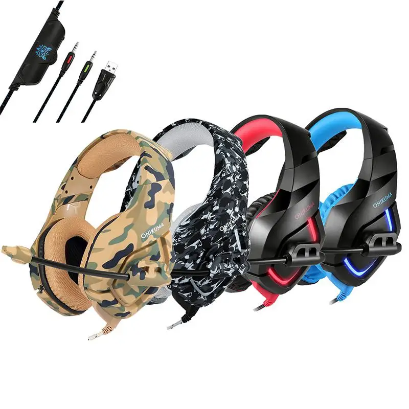 K1 Headset Stereo Bass Surround PC Gaming Headphones Game Headset with Mic for PC Mobile Phone for PS4 Xbox One