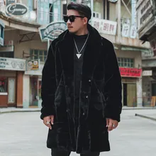 Мужское пальто Новое мужское плюшевое черное пальто большая свободная ветровка мужское зимнее длинное шерстяное пальто больше размеров XL-5XL 6XL