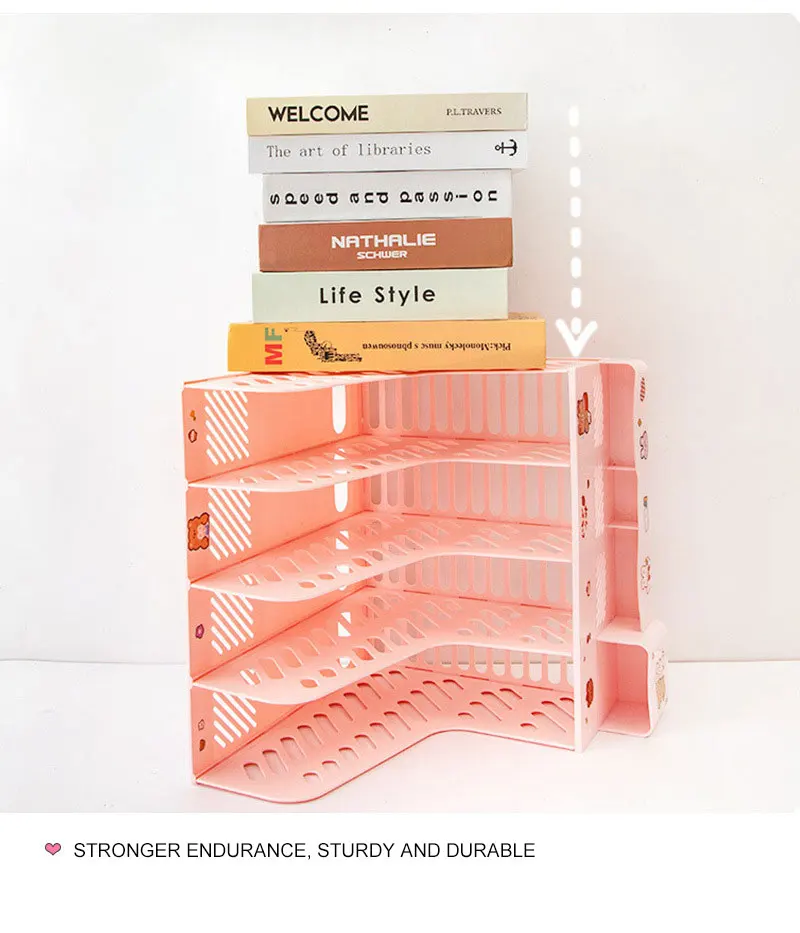Kawaii Desk Organizer File Tray Desk Book Stand Office Desk Book Storage Box Bookends Creative Book Shelf stationery organizer 7 H7d1440977f104eac9011158b4ca1698cN