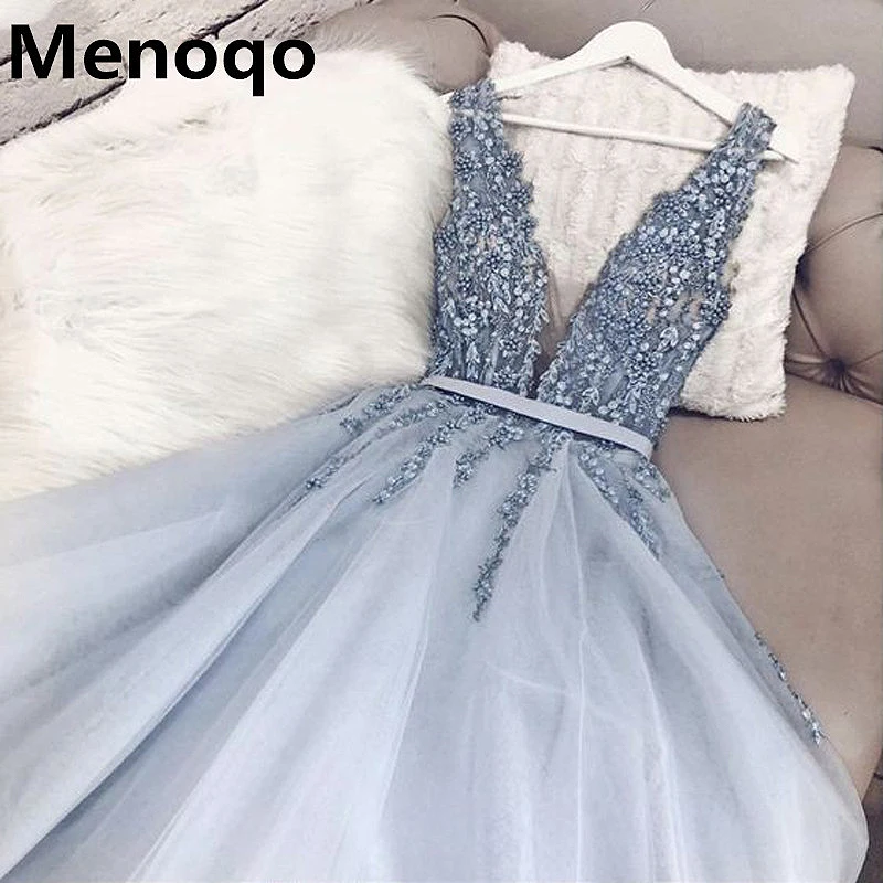 Adorable Prom Gowns Tulle Beading V Neck Appliques Evening Party Dresses A Line Long Open Back For Graduation | Свадьбы и торжества