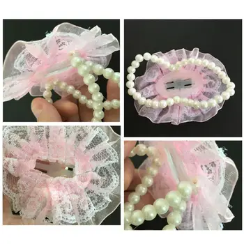 

Women Bridesmaid Girl Wedding Wrist Corsage Artificial Pearl Beads Net Yarn Flower Bracelet Wristband Prom Party Decor DIY E15E