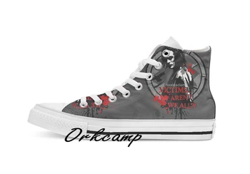 

Victims Aren t we all 2nd version Custom Casual High Top lace-up Canvas shoes sneakers Drop shipping