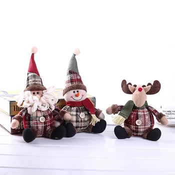 

Cute Christmas Santa Claus Snowman Elk Doll Toys Christmas Tree Hanging Ornament Decoration For Home Xmas Party New Year Gifts