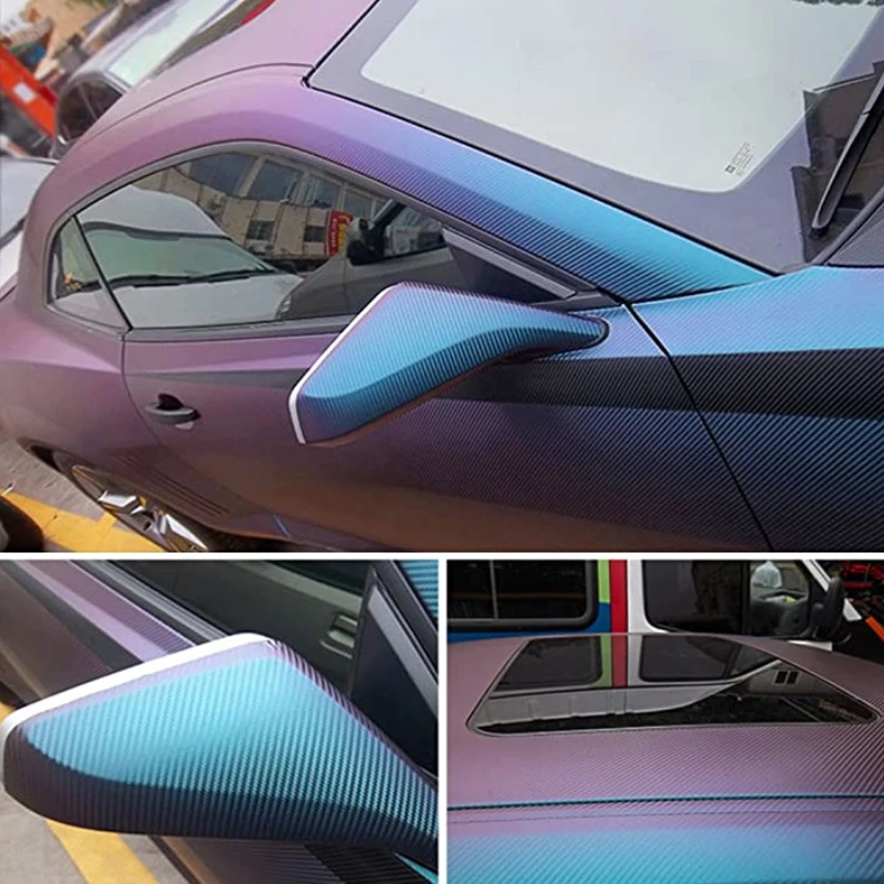 Green To Purple Chameleon 3D Carbon Fiber Vinyl Wrap Film-2