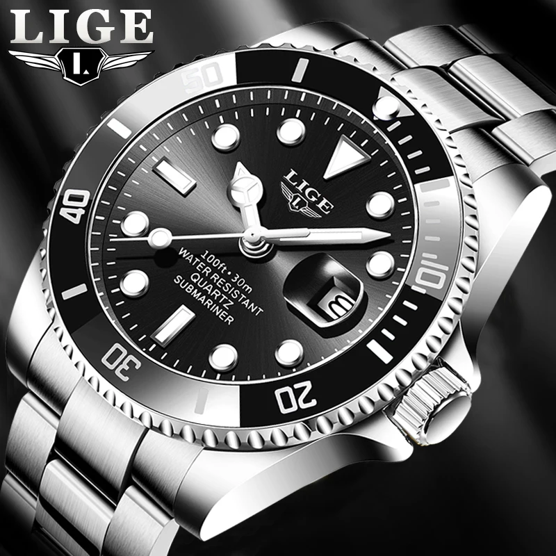 

Relogio Masculino LIGE Top Brand Luxury Fashion Diver Watch Men 30ATM Waterproof Date Clock Sport Watches Mens Quartz Wristwatch
