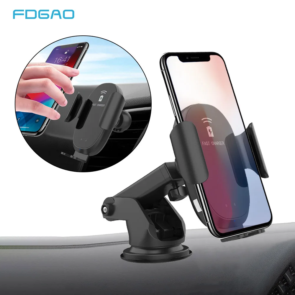 

FDGAO Infrared Sensor Automatic Clamping 10W Qi Fast Wireless Car Charger For iPhone 11 XS XR X 8 Samsung S10 S9 S8 Phone Holder