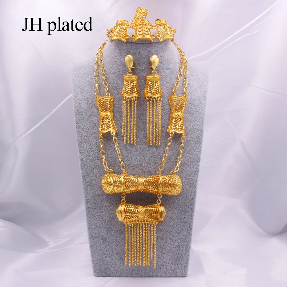 

Luxury Jewelry sets for women gold Necklace Bracelet Earrings Ring wedding gift