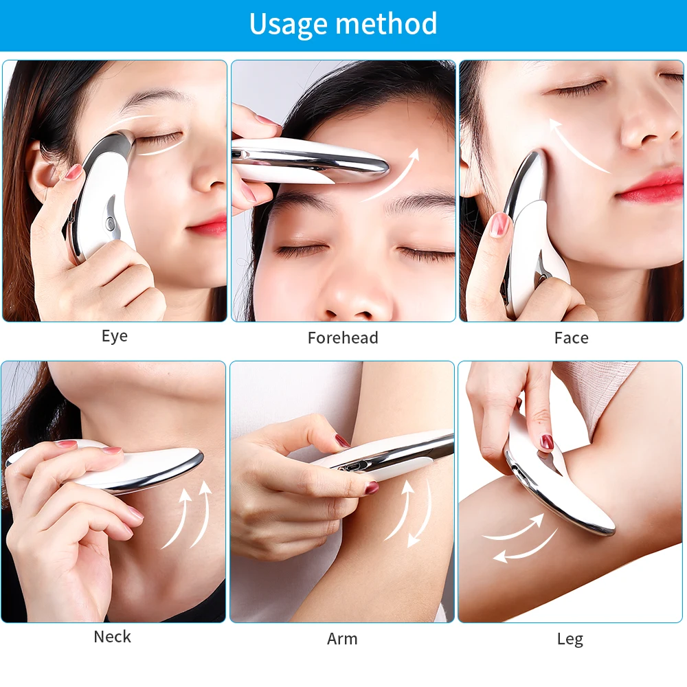 Electric Guasha Vibration Massager Face Neck Scraping Tool Facial Lifting Scraper Double Chin Removal Face Slimming V-Line Care