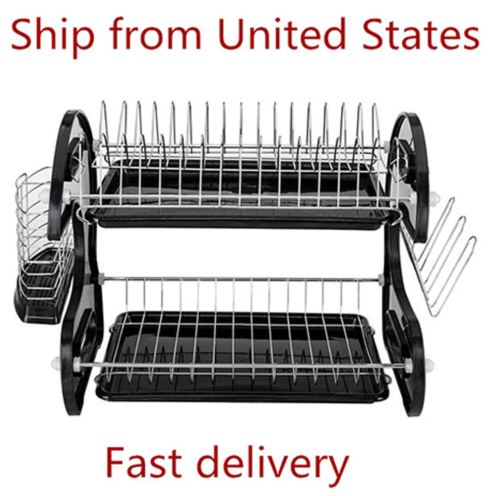 

Kitchen organizer dish drying rack Dual Layers Bowls & Dishes & Chopsticks & Spoons Collection Shelf Dish Drainer