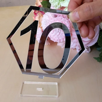 

1-20 Signs Hexagon Table Numbers Base for Wedding Birthday Party Decor Acrylic Number Gold/Silver
