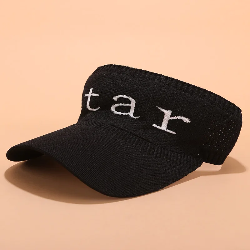 Star-Black Человек для бега и тенниса Гольф Горячая Распродажа унисекс Открытый движения Вязание Пустой Топ козырек Кепка для женщин досуг письмо Солнцезащитная шляпа B19 - Цвет: Star-Black