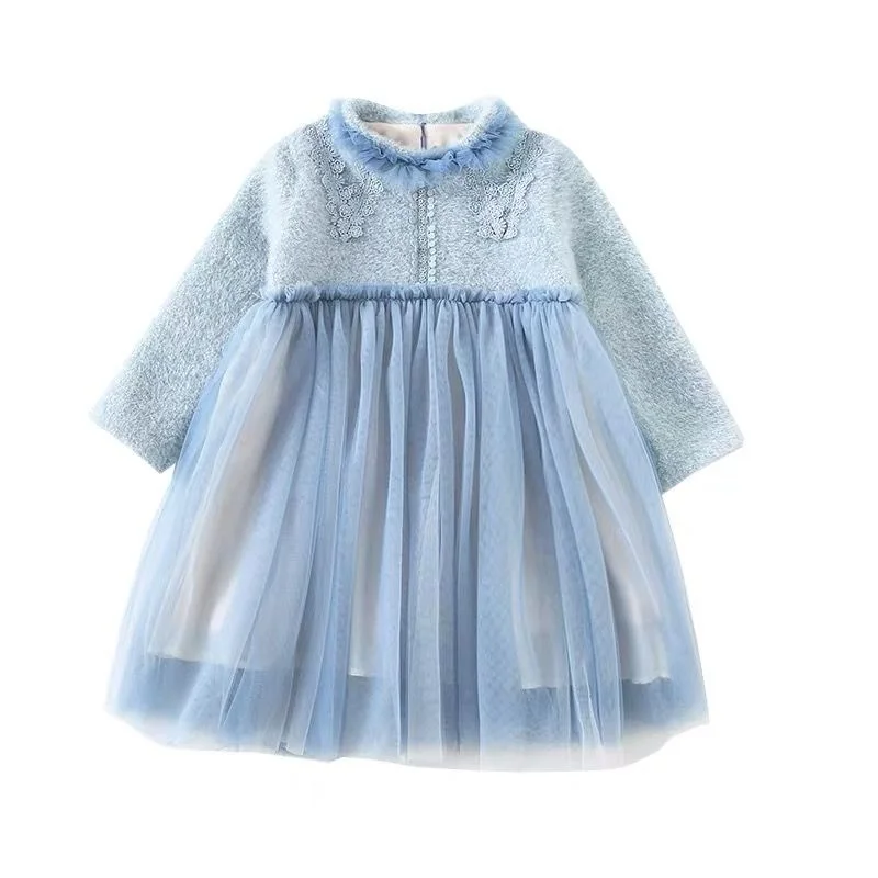 

Autumn Flower Party Kids Dresses For Girl Puffy Dress Elegant Children's Korean Princess Plush Frocks Little Girls Clothing