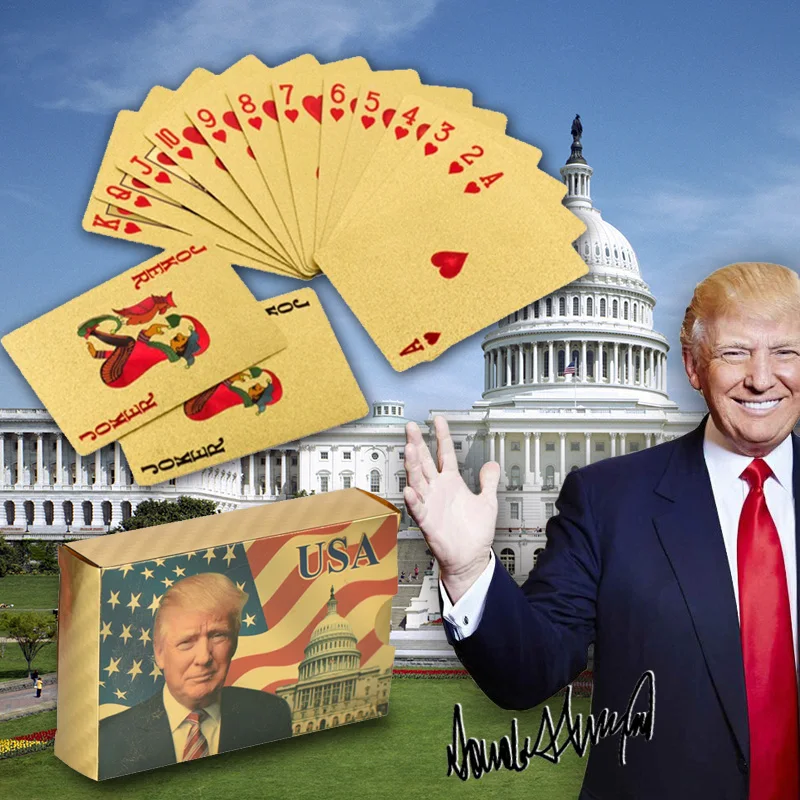 Дональд Трамп пластиковые игральные карты в покер золотой и серебряный покерный