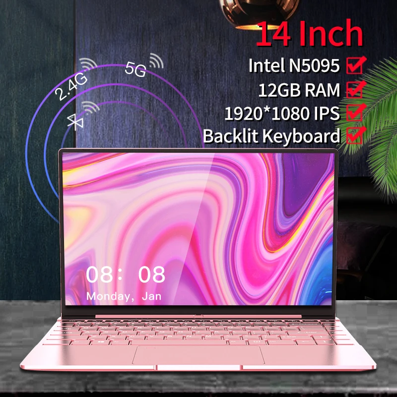 Ноутбук Intel N5095 DDR4 12 Гб ОЗУ ТБ SSD 14 дюймов новый ЦП Windows 10 Pro четырехъядерный
