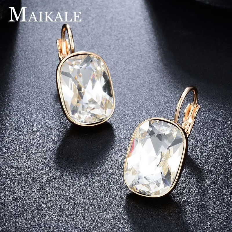 WHITE GOLD MAIKALE Геометрические Квадратные Винтажные серьги медные серьги-гвоздики преувеличенные белые черные Австрийские длинные с кристаллами серьги для женщин - Окраска металла: WHITE GOLD