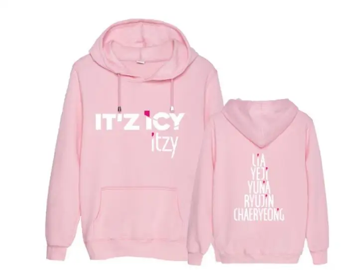 Kpop itzy it'z ледяной альбом же все имена участников пуловер с рисунком толстовки унисекс модная верхняя одежда с флисом/тонкий свитер с капюшоном