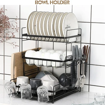 

3 Tiers Detachable Dish Rack Kitchen Organizer Cup Bowl Drying Drainer Lid Spoon Shelf Stand Storage Holders Sink Accessories