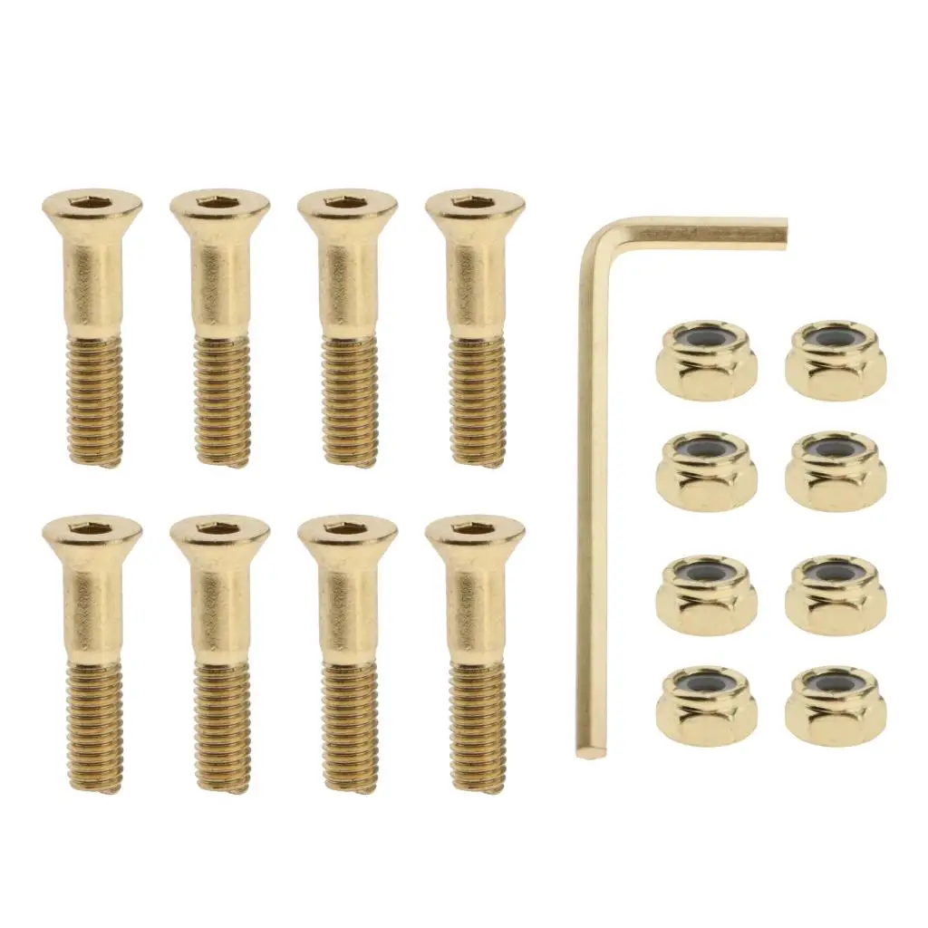 Set of 8pcs Longboard Skateboards Cruiser Hardware Screws Bolts Nuts Kit Skate Deck To Truck Replacement Hardware