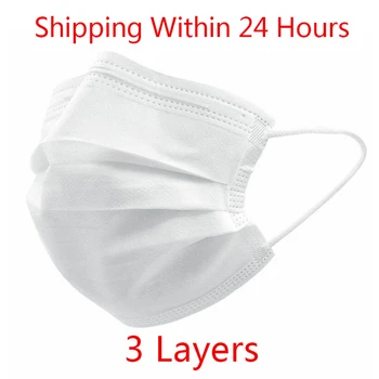 

10pcs/100pcs/lot disposable mouth mask Non Woven Masks Disposable White Face 3 Layer Mask