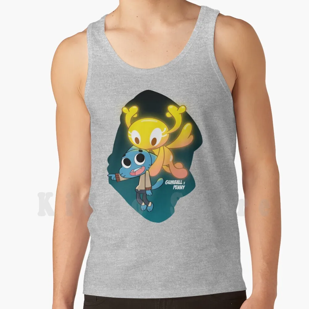 Gumball E Penny Canotte Gilet Senza Maniche Gumball Penny Incredibile Mondo Cat Vector
