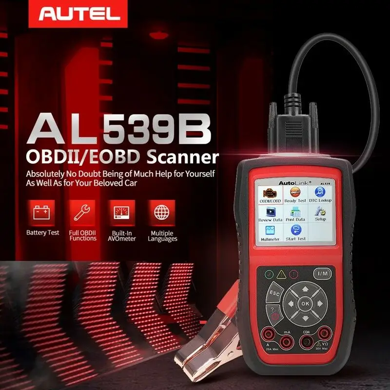 US $109.99 Autel AL539B OBD2 Scanner Code Reader Battery Tester Avometer for 12 Volts Diagnostic Tool Electrical Tester builtin speaker