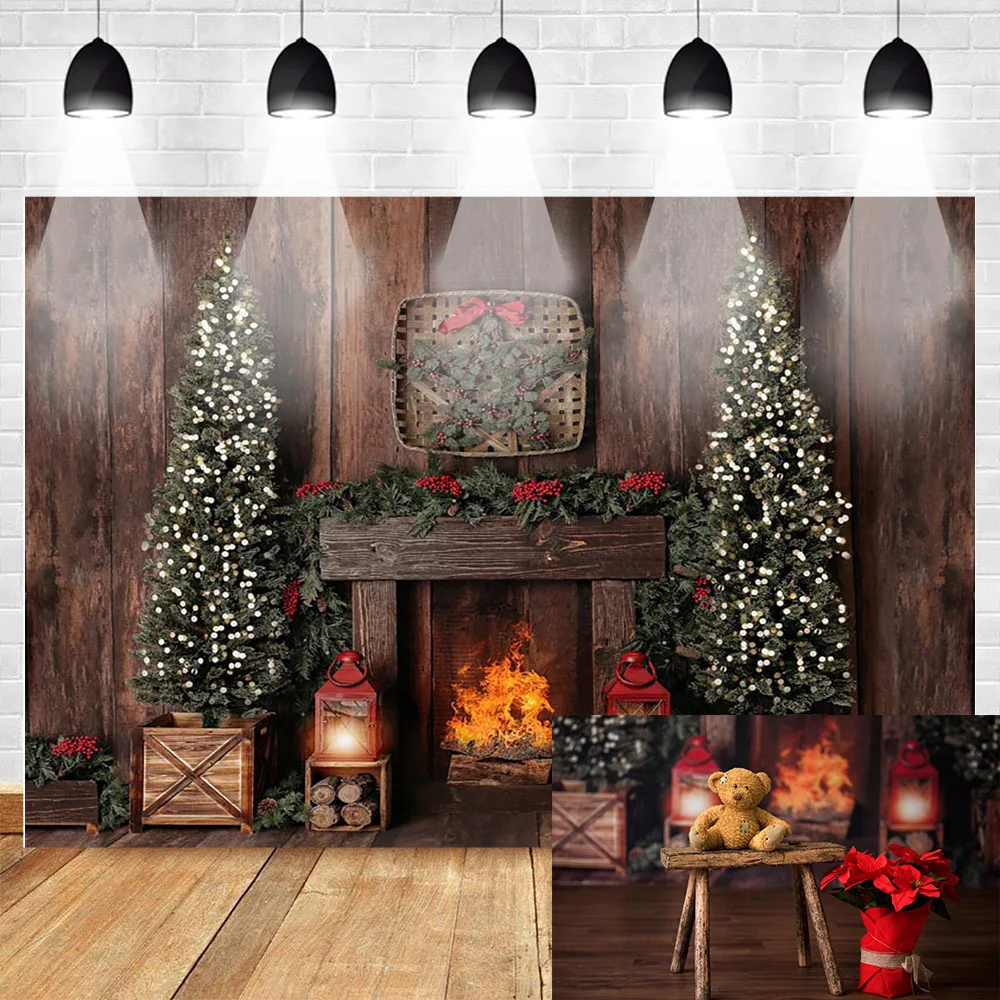 Christmas Photography Backdrop for Photo Studio Children Trees Happy Background Family Party Photophone | Электроника