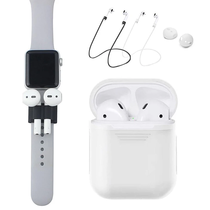 4 в 1 комплект аксессуаров для наушников противоударный чехол Airpods силиконовый