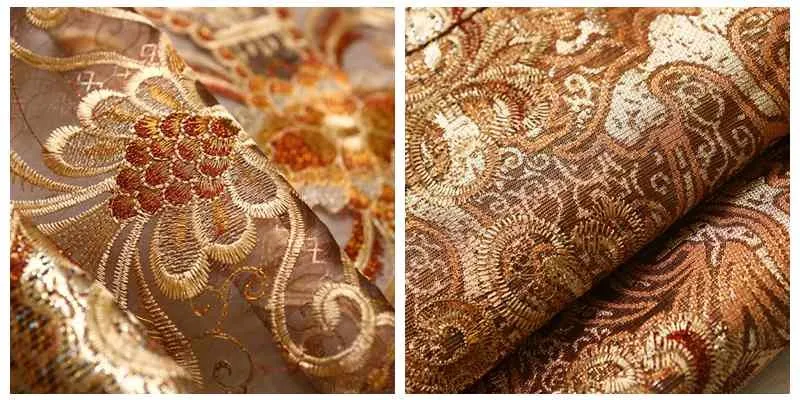 High Quality European Embroidered Luxury Curtains for Living Room Chenille Valance Embroidered Voile Curtains Window Curtain 1