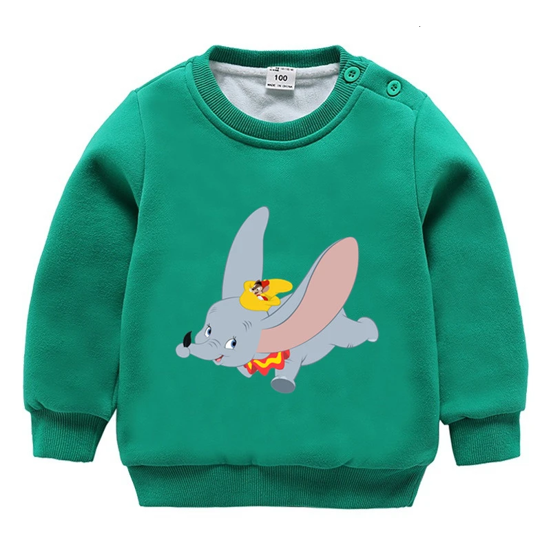 wholesale movie Dumbo winter Plus velvet Sweatshirt Boys Girls Funny lovely color Kid O-Neck Tops Children Cartoon Baby - Цвет: as picture