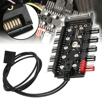 

PWM Adapter Speed Controller Universal Motherboard 1 To 10 Way Cooling Fan Hub Parts 4 Pin Connection Computer Self Adhesive