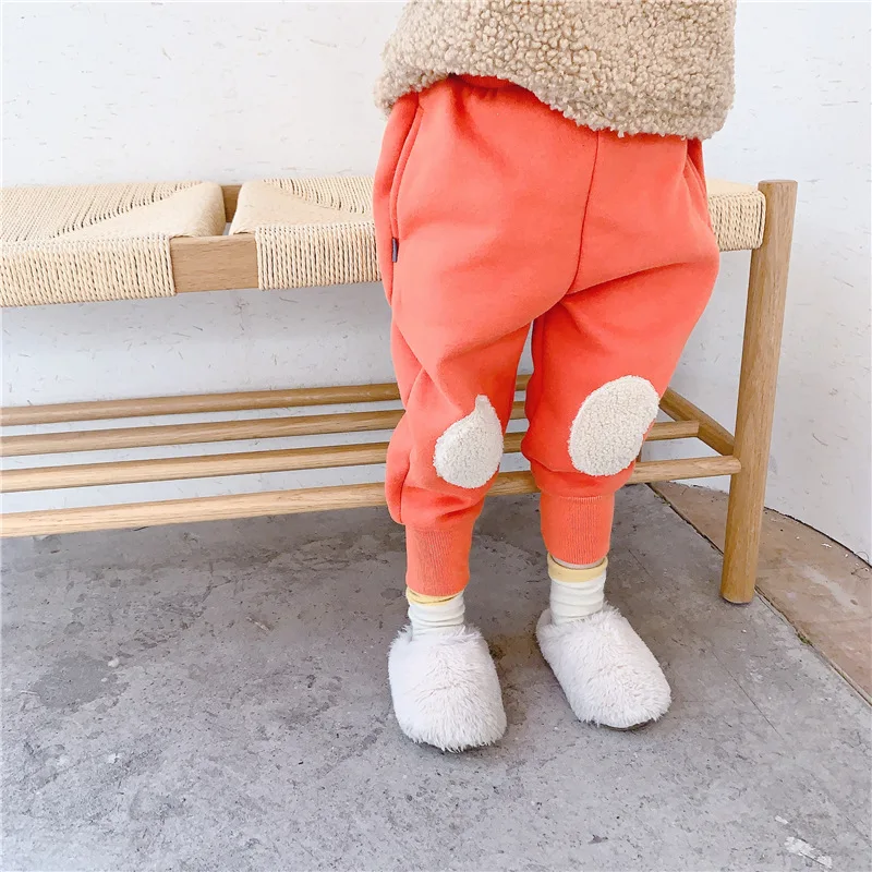 Леггинсы для девочек зимние Хлопковые Штаны для мальчиков Одежда для маленьких девочек спортивные штаны теплые плотные брюки Детские лосины От 3 до 7 лет для девочек 3 цвета - Цвет: Оранжевый