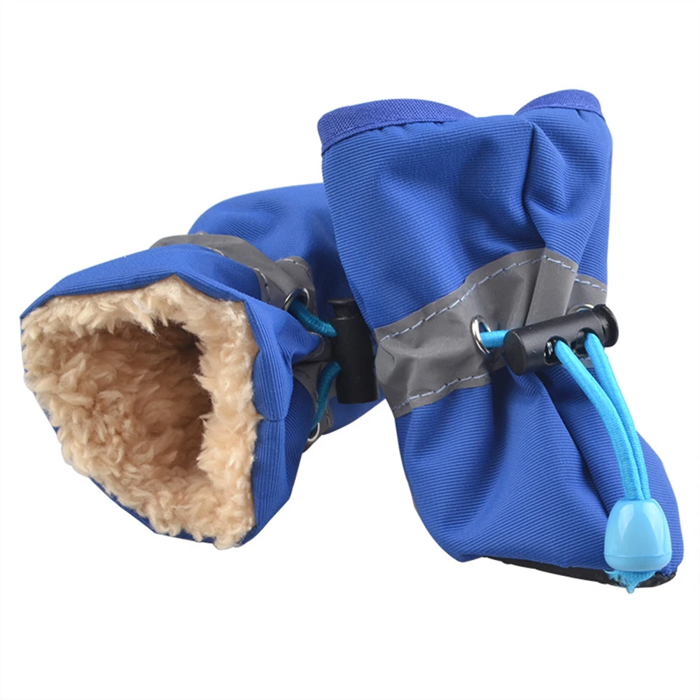 4Pcs/set Pet Dogs Winter Shoes Rain Snow Waterproof Booties Socks Rubber Anti-slip Shoes For Small Dog Puppies Footwear 4