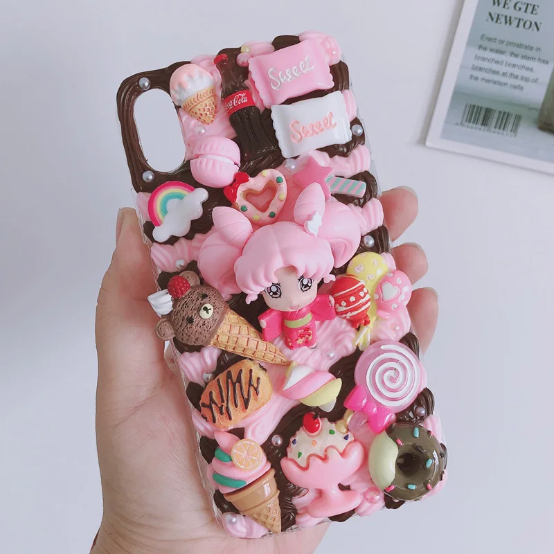 Чехол для iPhone 11pro max DIY 3D чехол Sailor Chibi Moon телефона iP 7/8 plus кремовый ручной работы 6/6s +