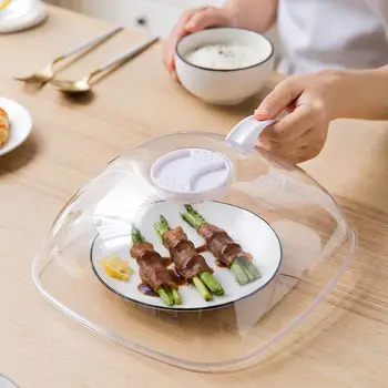

MDZFSWEETHOME Microwave Oven Transparent Heating Cover Refrigerator Food Fresh Sealing Lid With Handle Steam Vent Kitchen Gadget