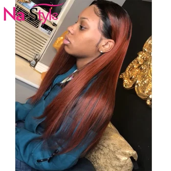 

Ombre Ginger Wig 13x6 Lace Front Wig Dark Orange Colored Straight Human Hair Wigs For Black Women Pre Plucked Brazilian 130 Remy