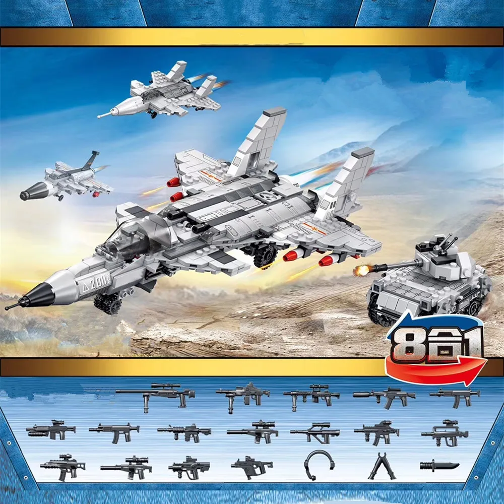 

8Pcs World War 2 WW2 Soldiers Armored Vehicle Tank Truck Helicopter Ship Military SWAT Army Building Blocks Bricks Kids Toys