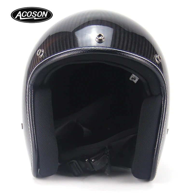 Кожаные шлемы из углеродного волокна 3/4 Открытый мотоциклетный шлем винтажный мотоциклетный шлем