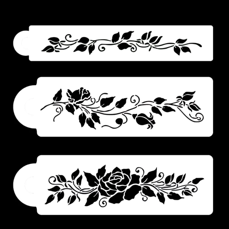 

3pc Vine Flower Leaf Stencil DIY Wall Layering Painting Template Decor Scrapbooking Embossing Supplies Reusable
