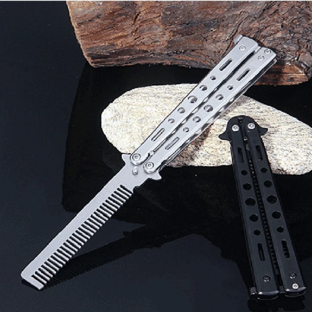 Peine de mariposa plegable para hombres, cuchillo de entrenamiento de  mariposa portátil, cuchillo de entrenamiento plegable de bolsillo, cuchilla  de Metal sin cortar - AliExpress