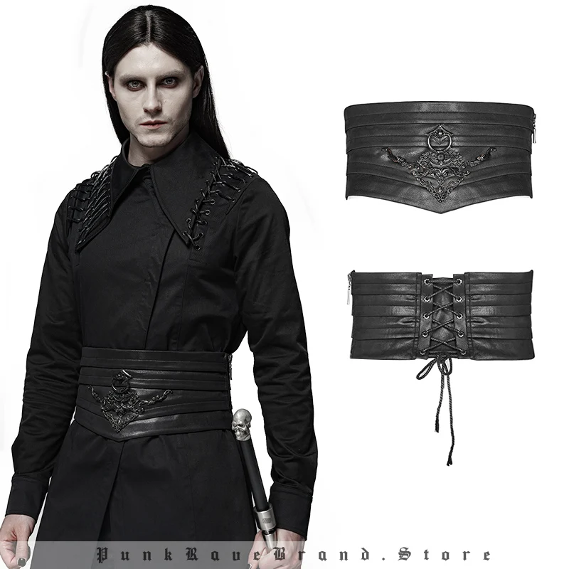

PUNK RAVE Men's Chinese Style Restoration Cascade Waist Seal Gothic Gorgeous Girdle Stage Perform Party Men Clothes Accessories