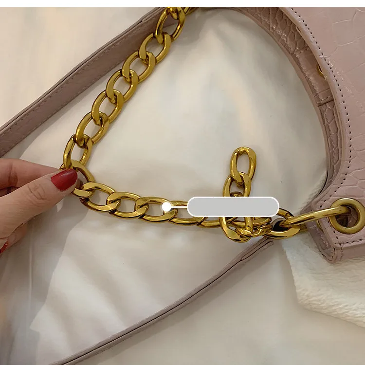 Casual Alligator Chain Handbags Women Crocodile Pattern Shoulder Bags Women PU Leather Underarm Package Female Purse Clutch Hot