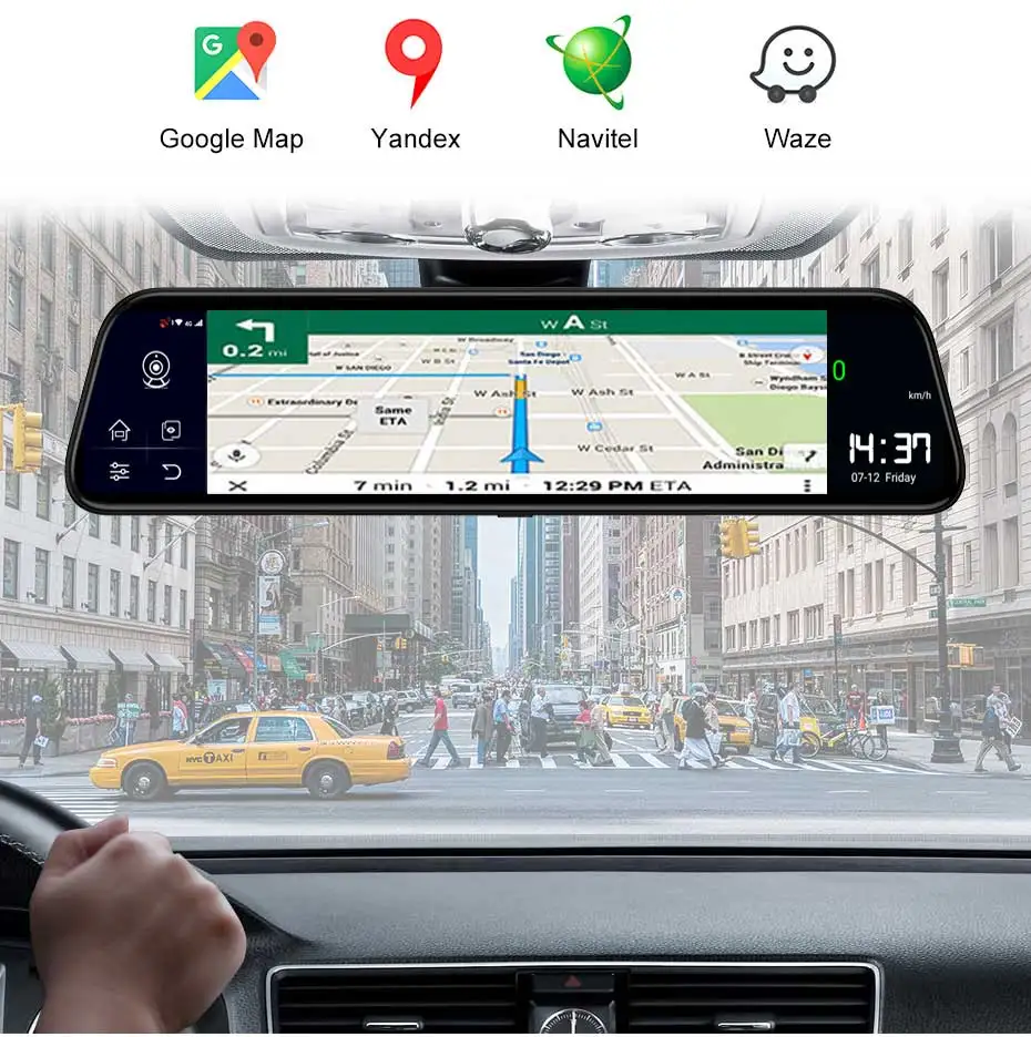 WiFi GPS ADAS навигатор Поддержка 4G SIM Stream медиа зеркало заднего вида Автомобильный