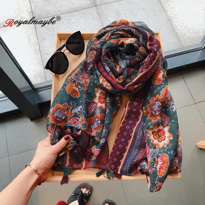 Royalmaybe, женский шарф, хлопковые шарфы,, стиль, летняя пляжная Солнцезащитная шаль, осенняя теплая накидка, фабричная, принт