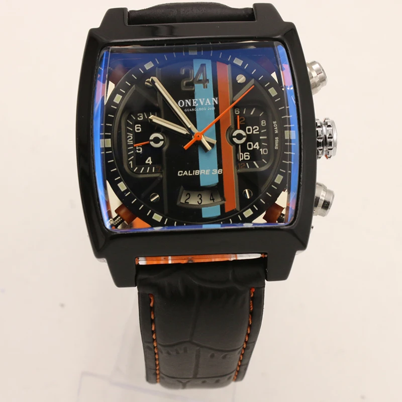 

3 Style Luxury Brand Monaco Automatic Men TAG Digatial Sixty Nine F1 date Silver Black White leather Sport Watches AAA+