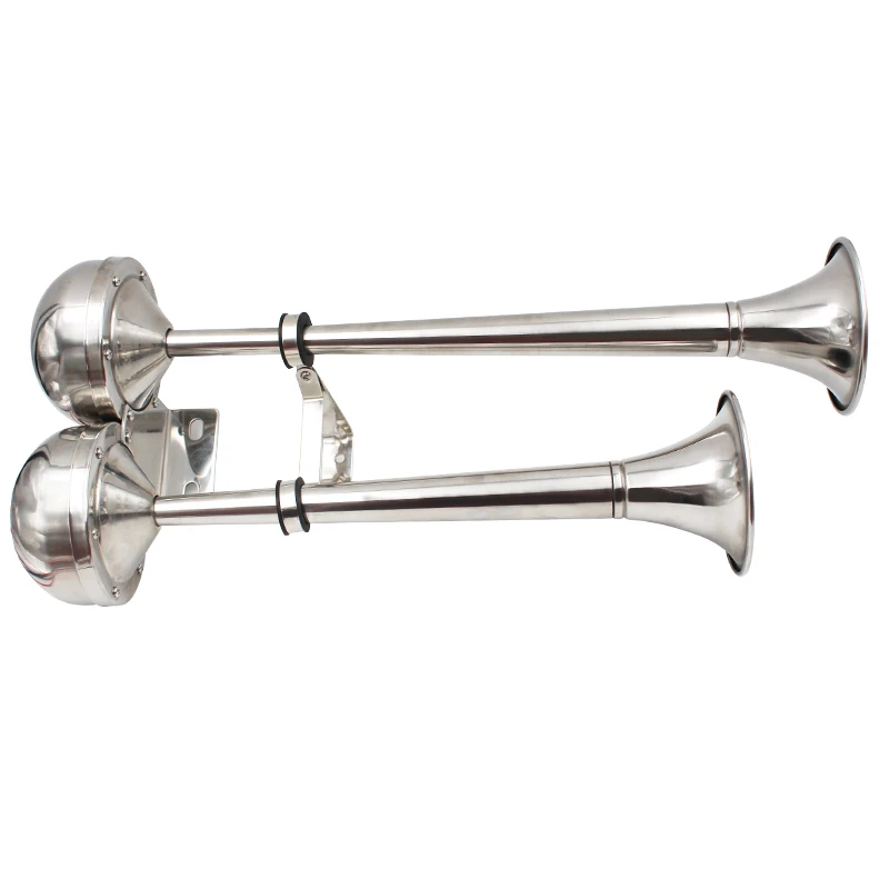 Marine Dual Trumpet Horn Boat Stainless Steel Electric Horn 18-1/2 inch 12V double/two tube horn flute horn AFI