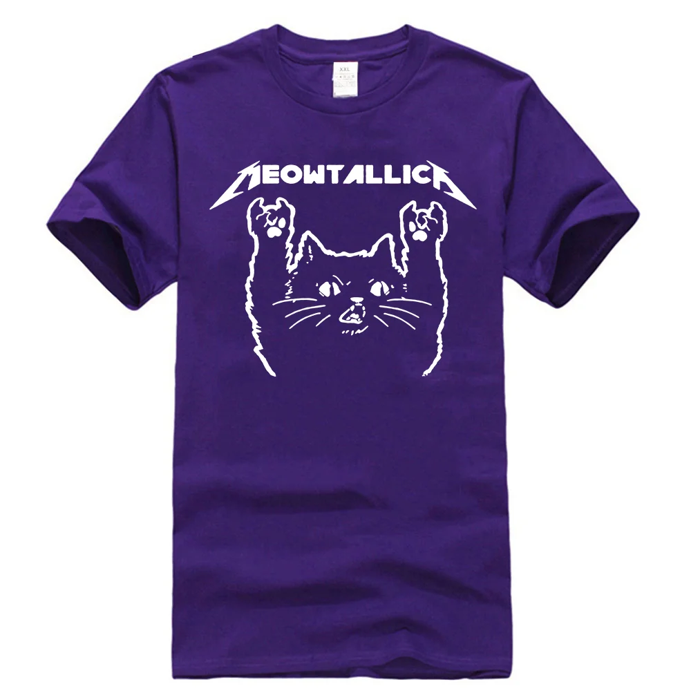 Мужская футболка с изображением кота, рок-музыки, темного вереска, хлопковая S-3Xl, летняя стильная футболка - Цвет: Фиолетовый