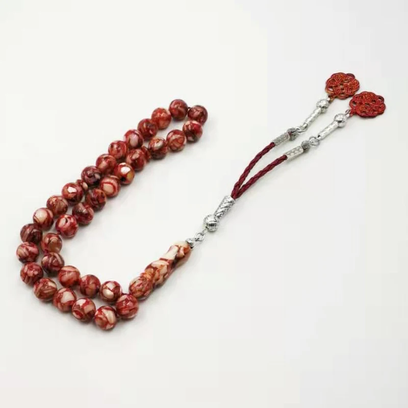 Новинка, Tesbih, стиль, натуральный красный казаз, кисточка, раковина, Tasbih, специальный подарок, мусульманский молитвенный бисер, 33, tespih, ислам, ювелирный браслет - Окраска металла: 33 beads