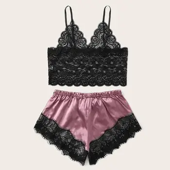 

Sexy Floral Lace Cami Lingerie Set Burgundy Women Bra And Brief Sets Wireless Sexy Underwear Bra Set Women sexy bralette B4
