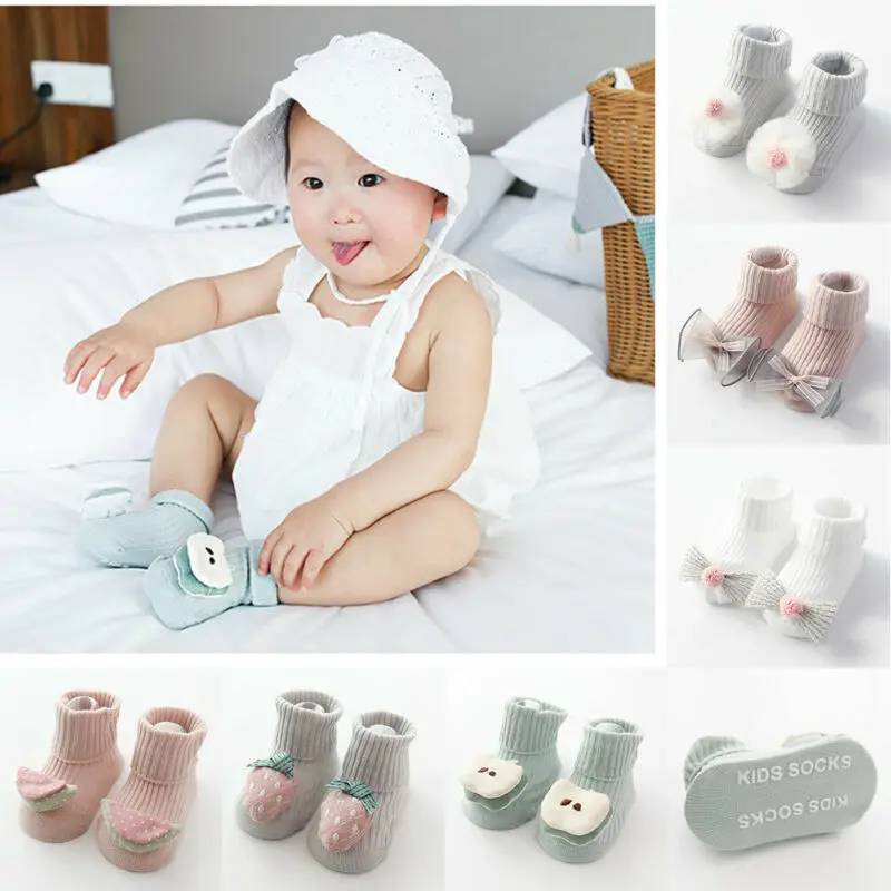 Emmababy, модные теплые нескользящие носки под сапоги для малышей теплая обувь с рисунком для маленьких девочек Нескользящие тапочки для детей от 0 до 18 месяцев